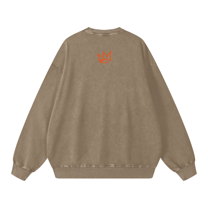 Acid Wash Oversize Sweatshirt -P.O.P PRIORITIES OVER PARTYING